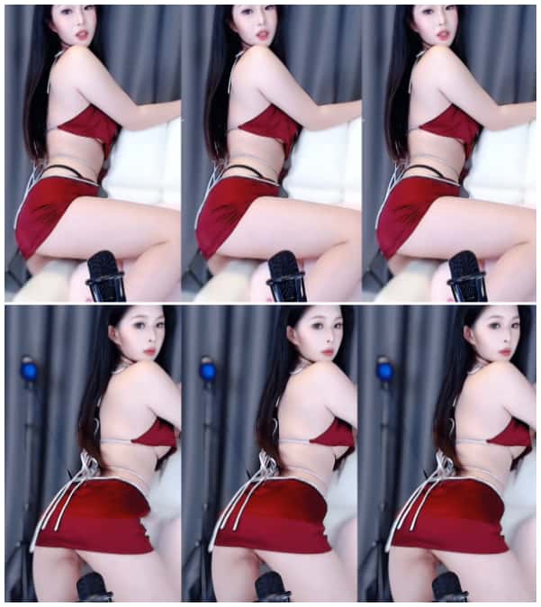 CC直播 林子清ya 定制红裙丁字2V321MB